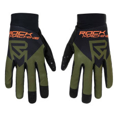 Вело перчатки Rock Machine Race FF, черные/зеленые/оранжевые, S