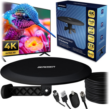 TV antena iekštelpām un ārā Ultra HD 4K Berdsen BD-955, melna