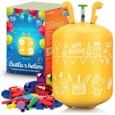 Баллон с гелием 0,20 м³ с шарами и лентой Ricokids