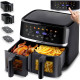 Air Fryer XL divkameru bez‑eļļas fritieris Berdsen BD-657 10,2 l, 1700 W, melns