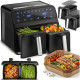 Air fryer Berdsen BD-653, двухкамерная XXL 8 л, черно‑серебристая