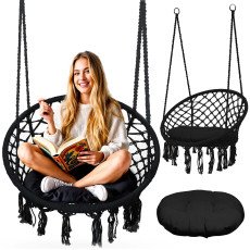 Подвесное садовое кресло-качеля BOHO чёрное