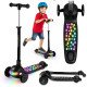 Трёхколёсный балансировочный самокат Ricokids Glowi LED — чёрный