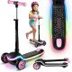 Трёхколёсный балансировочный самокат Ricokids Leddi LED — чёрно-розовый