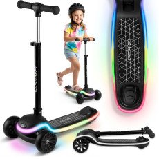 Трёхколёсный балансировочный самокат Ricokids Leddi LED — чёрный