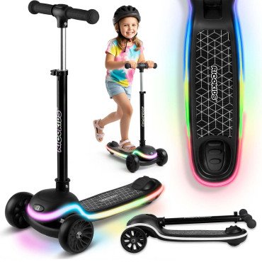 Трёхколёсный балансировочный самокат Ricokids Leddi LED — чёрный