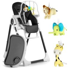 Стульчик для кормления с столиком Nukido Belo, чёрный + дуга с игрушками