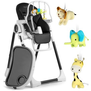 Стульчик для кормления с столиком Nukido Belo, чёрный + дуга с игрушками
