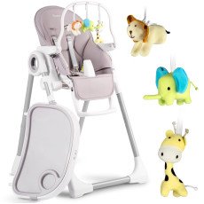 Стульчик для кормления с столиком Nukido Belo, сиреневый + дуга с игрушками