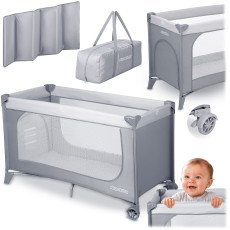 Детская походная кроватка + матрас + сумка 123,5 x 64 x 76 см RK-240 светло‑серая