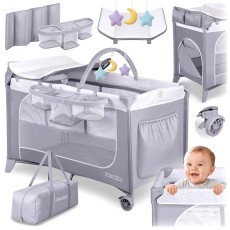 Детская походная кроватка + матрас + сумка 123,5 x 65 x 76 см RK-241 серая