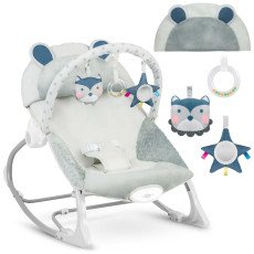 Шезлонг-качалка с вибрацией Ricokids — серый