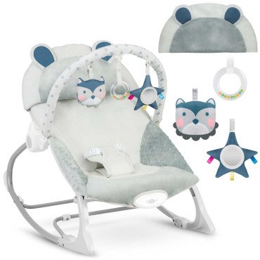 Шезлонг-качалка с вибрацией Ricokids — серый