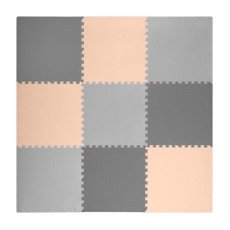 Большой пенопластовый пазл-коврик Ricokids 180x180 см, 9 шт, серо-персиковый