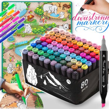 Коврик для рисования 90 x 120 см + 80 маркеров (алкогольные) Ricokids