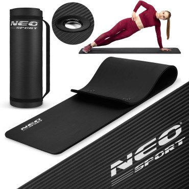 Толстый мат для упражнений с отверстиями 183 x 60 cm Neo-Sport - 192000 чёрный