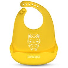 Силиконовый нагрудник для кормления Ricokids жёлтый