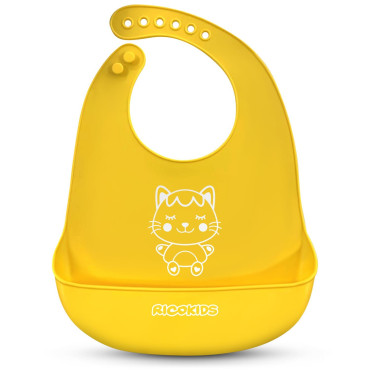 Силиконовый нагрудник для кормления Ricokids жёлтый