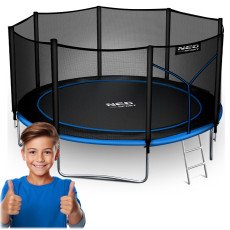 Садовый батут 12ft/374cm с внешней сеткой и лестницей Neo-Sport