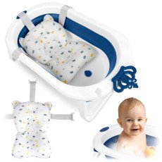 Складная ванночка для детей с вкладышем Ricokids RK-286 бело-голубая