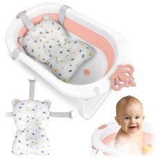 Складная ванночка для детей с вкладышем Ricokids RK-286 бело-розовая