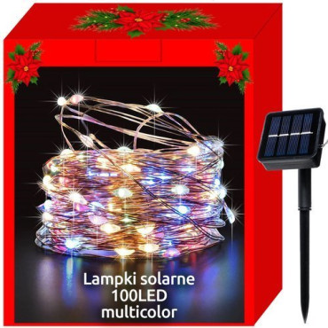 100 Mix LED krāsainu lampiņu virtene ar saules baterijām (11393)