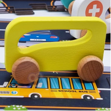 TAKEY TOY Koka rotaļu stumjamais autobuss bērniem