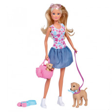 SIMBA Штеффи Кукла на прогулке с собакой + Аксессуары
