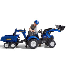 FALK New Holland Педальный трактор синий с прицепом на 3 года