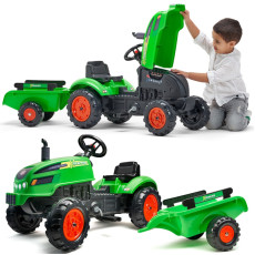 FALK Traktors X Traktors Zaļš ar piekabes ragu 2 gadiem