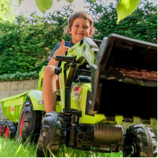 FALK Traktors CLAAS AVEC Zaļš pedāļiem ar piekabi no 3 gadiem