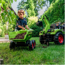 FALK Traktors CLAAS AVEC Zaļš pedāļiem ar piekabi no 3 gadiem