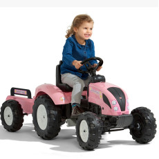 FALK Traktors Pink Country Zvaigzne pedāļiem ar piekabi 3 gadiem