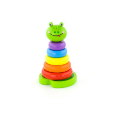 Образовательная деревянная игрушка Вига Пирамида Наука Цвета Лягушка