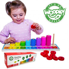 WOOPIE GREEN Puzzle mācīšanās skaitīt un krāsas Montessori 56 el.