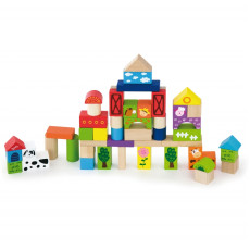 Koka bloki Viga Toys Farma 50 elementi