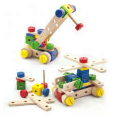 Koka konstrukciju komplekts Viga Toys 53 elementi kastē