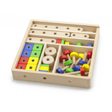 Koka konstrukciju komplekts Viga Toys 53 elementi kastē