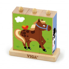 Деревянный Пазл Головоломка Образовательные игрушки Viga Ферма 9 частей