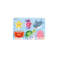 CLASSIC WORLD Puzzle Blocks puzles bērniem jūras dzīvnieki atbilst mācīšanās krāsu formas 6 el.