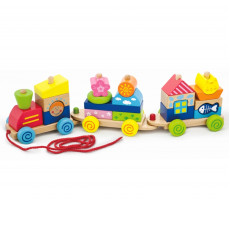 Krāsains vagoniņš ar velkošām automašīnām Viga rotaļlietas