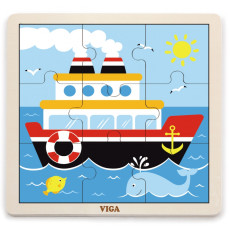 VIGA Удобная деревянная головоломка Корабль 9 частей