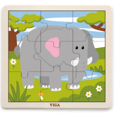 VIGA Удобная деревянная головоломка Слон 9 частей