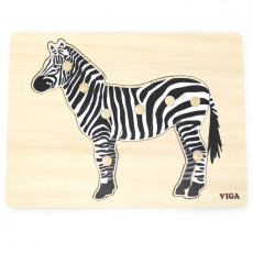 VIGA Koka puzle Montessori Zebra ar tapām