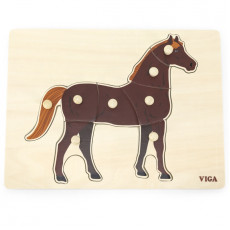 VIGA koka puzle Montessori zirgs ar tapām