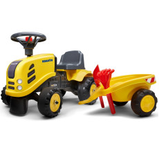 FALK Traktorek Baby Komatsu Żółty z Przyczepką + akc. od 1 roku
