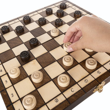 Деревянные шахматы + шашки 2в1 / 31х31см (20232)