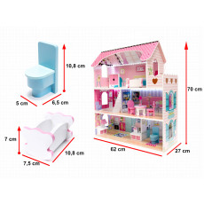 Деревянный кукольный домик 70см Pink LED (KX6484)