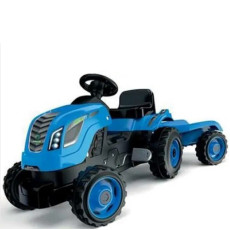 SMOBY Traktor XL Niebieski na Pedały z Przyczepką