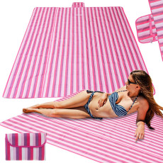 Pludmales paklājs pludmales piknika sega 200x200cm rozā krāsā